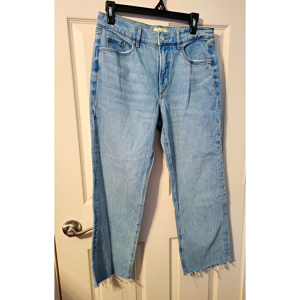 LOFT Rivete 28P Petite High Waisted Wide Leg Frayed Crop Jeans 780216